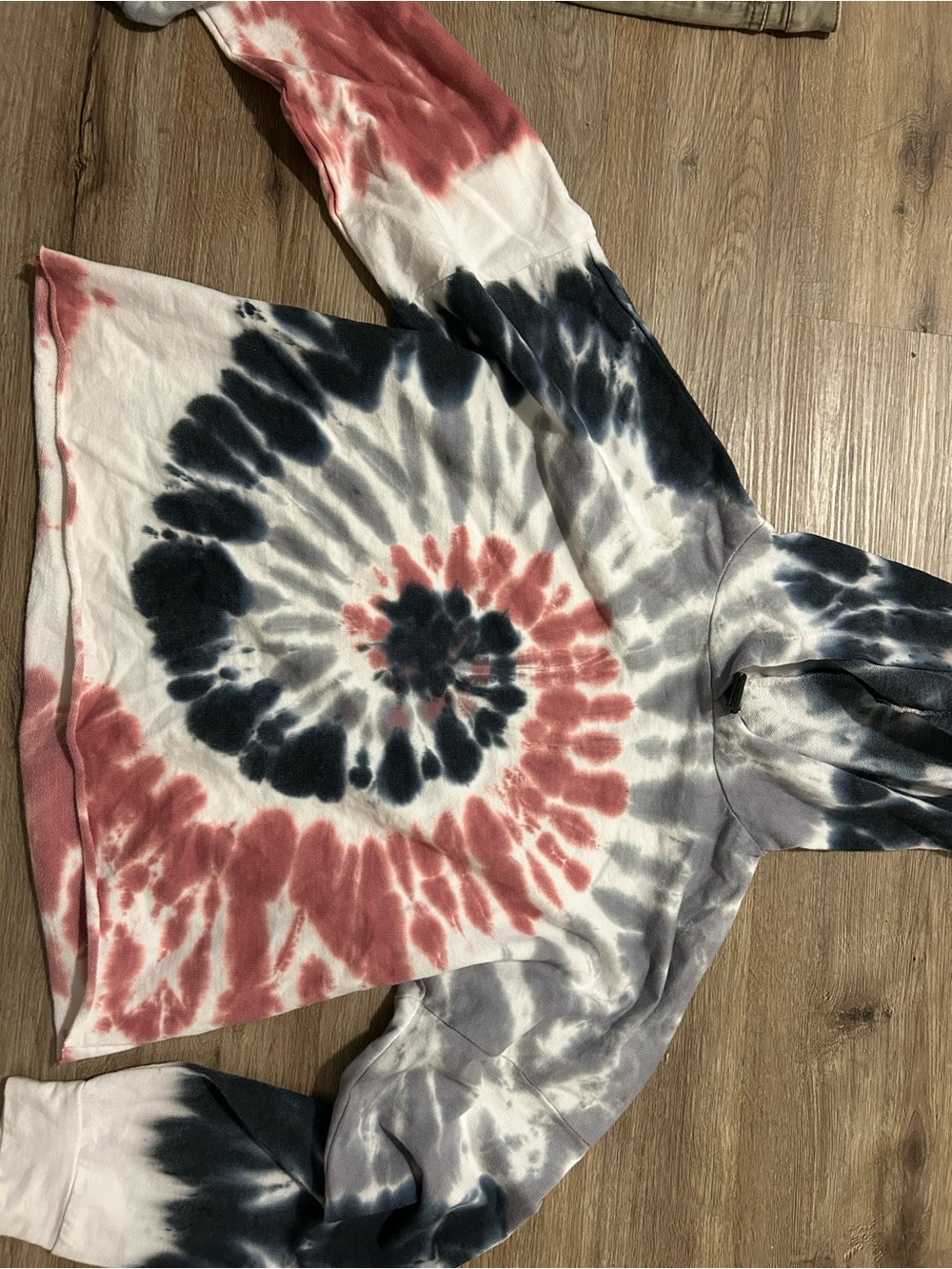 Miss Chievous Tie-Dye Spiral Hoodie in Black, White & Rose
